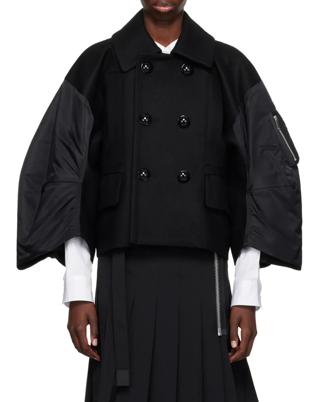 Sacai Double-Breasted Cropped Jacket