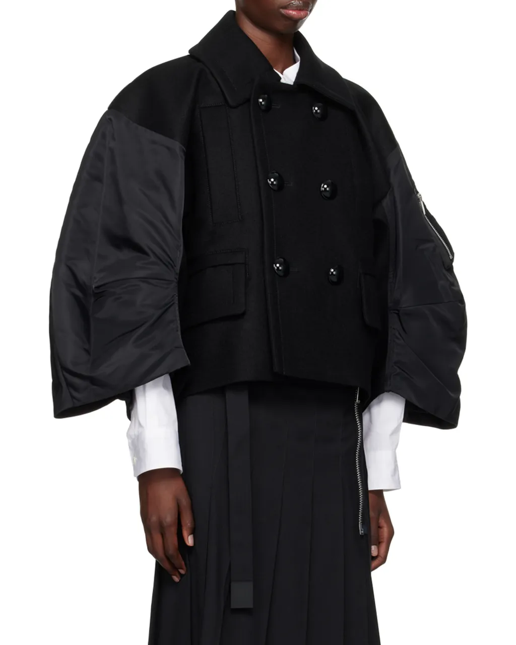 Sacai Double-Breasted Cropped Jacket