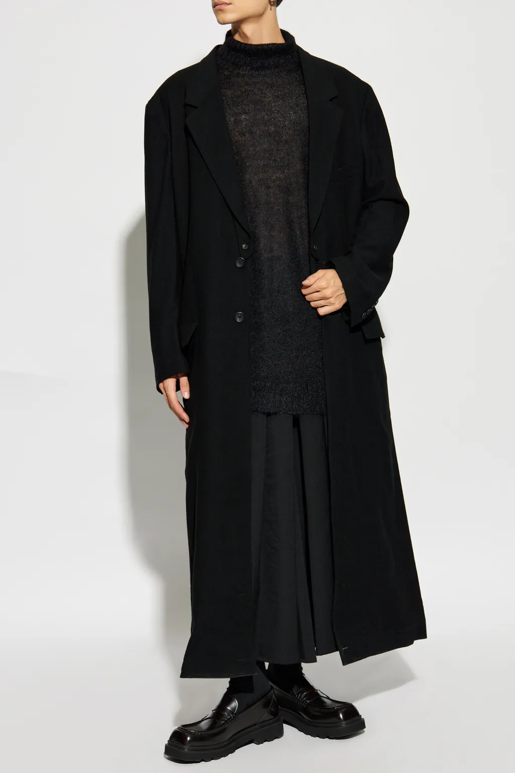 Yohji Yamamoto Button-Up Straight Hem Coat