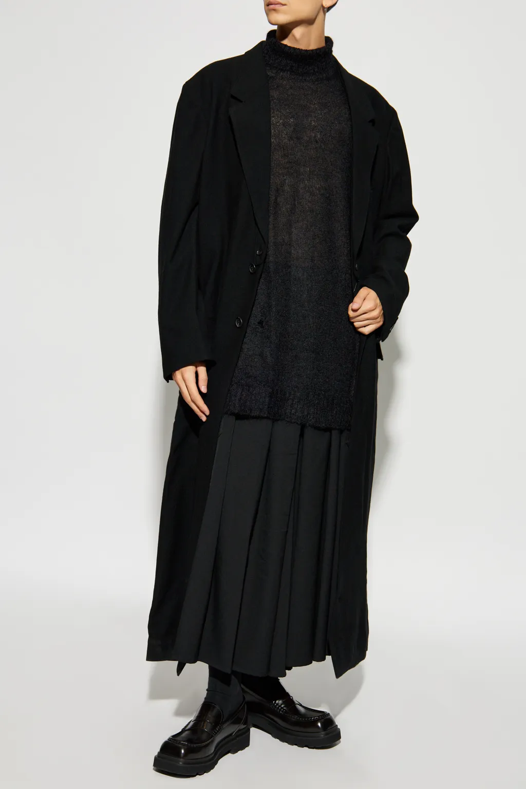 Yohji Yamamoto Button-Up Straight Hem Coat