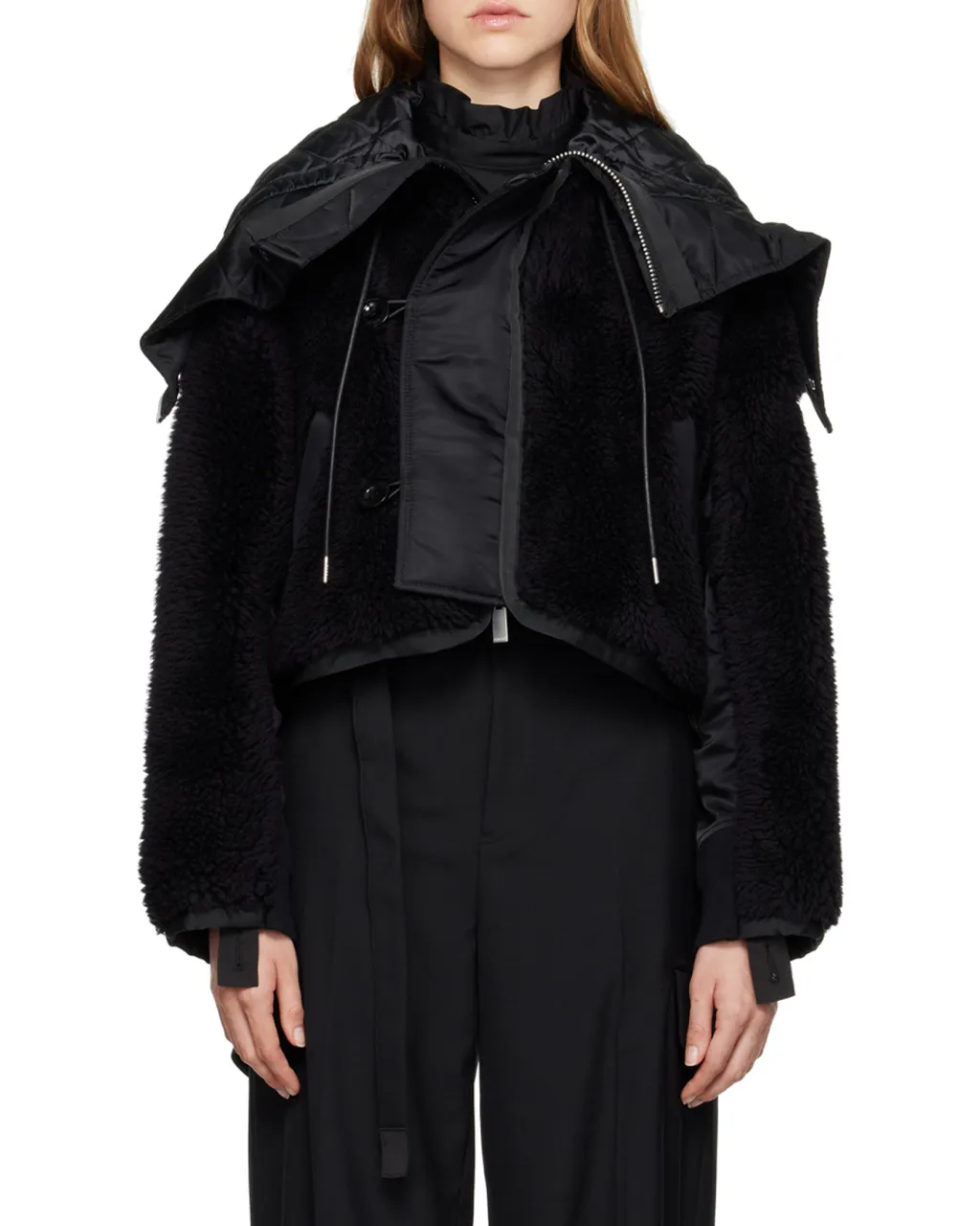 Sacai Teddy Shearling Zip Detailed Jacket