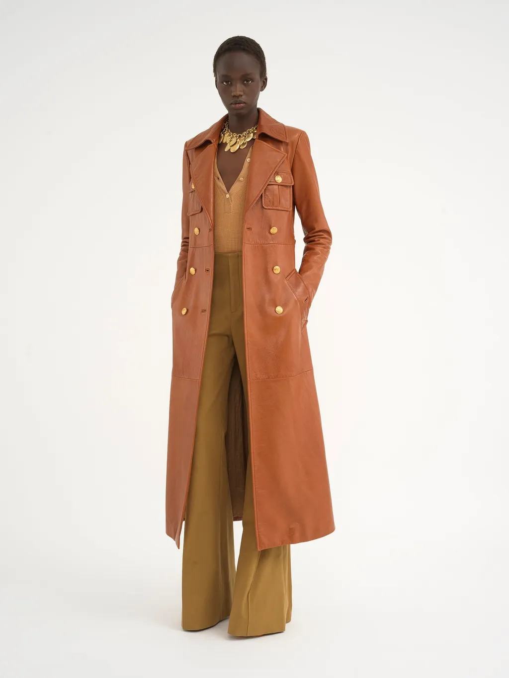 Chloé Belted Utilitarian Leather Trench Coat