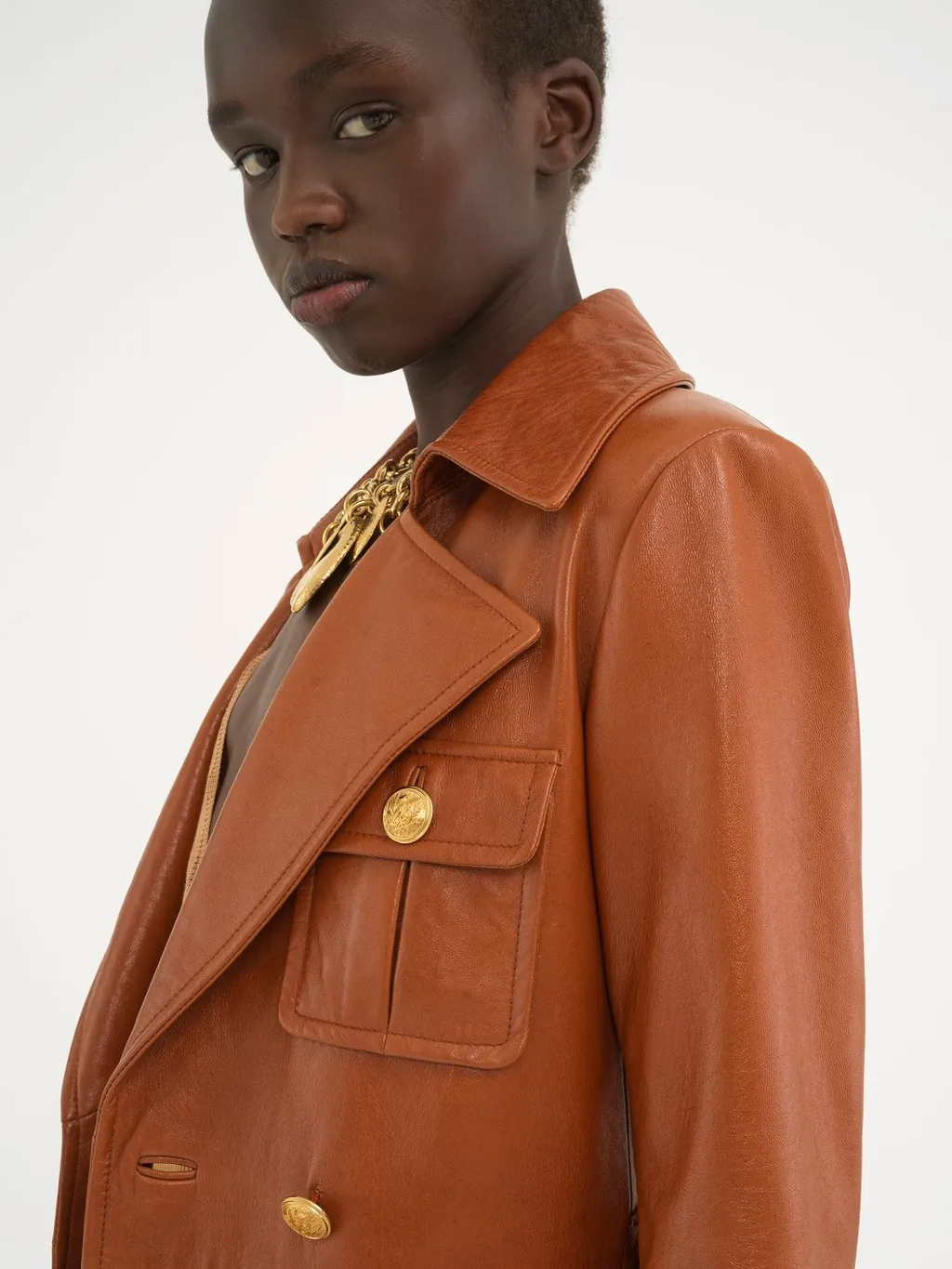Chloé Belted Utilitarian Leather Trench Coat