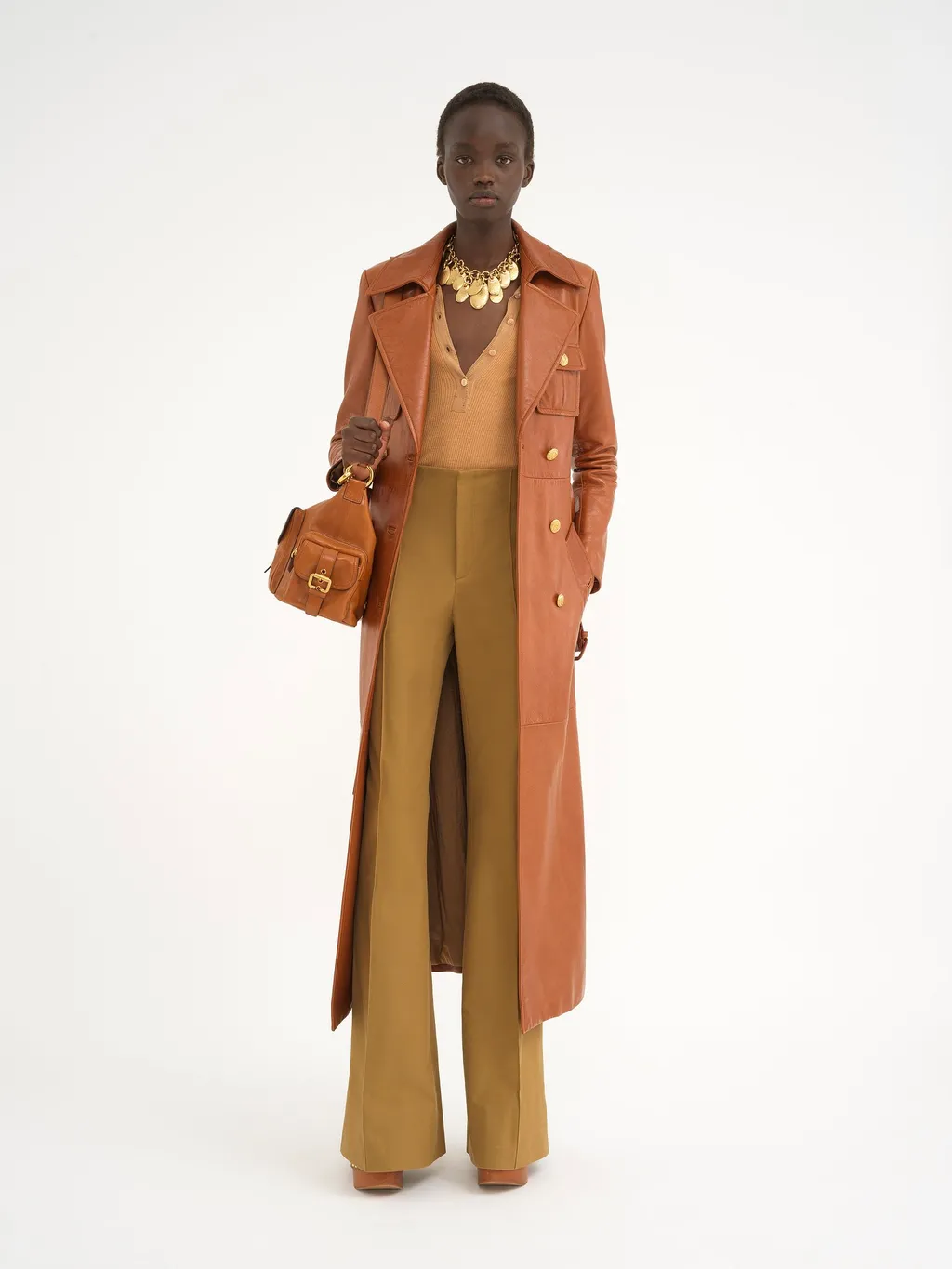 Chloé Belted Utilitarian Leather Trench Coat
