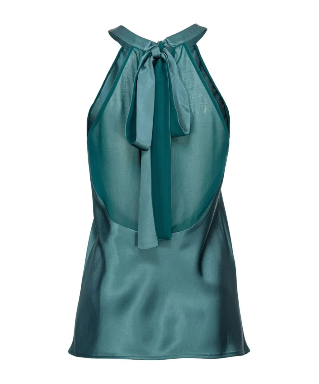Pinko Bow Detailed Satin Top
