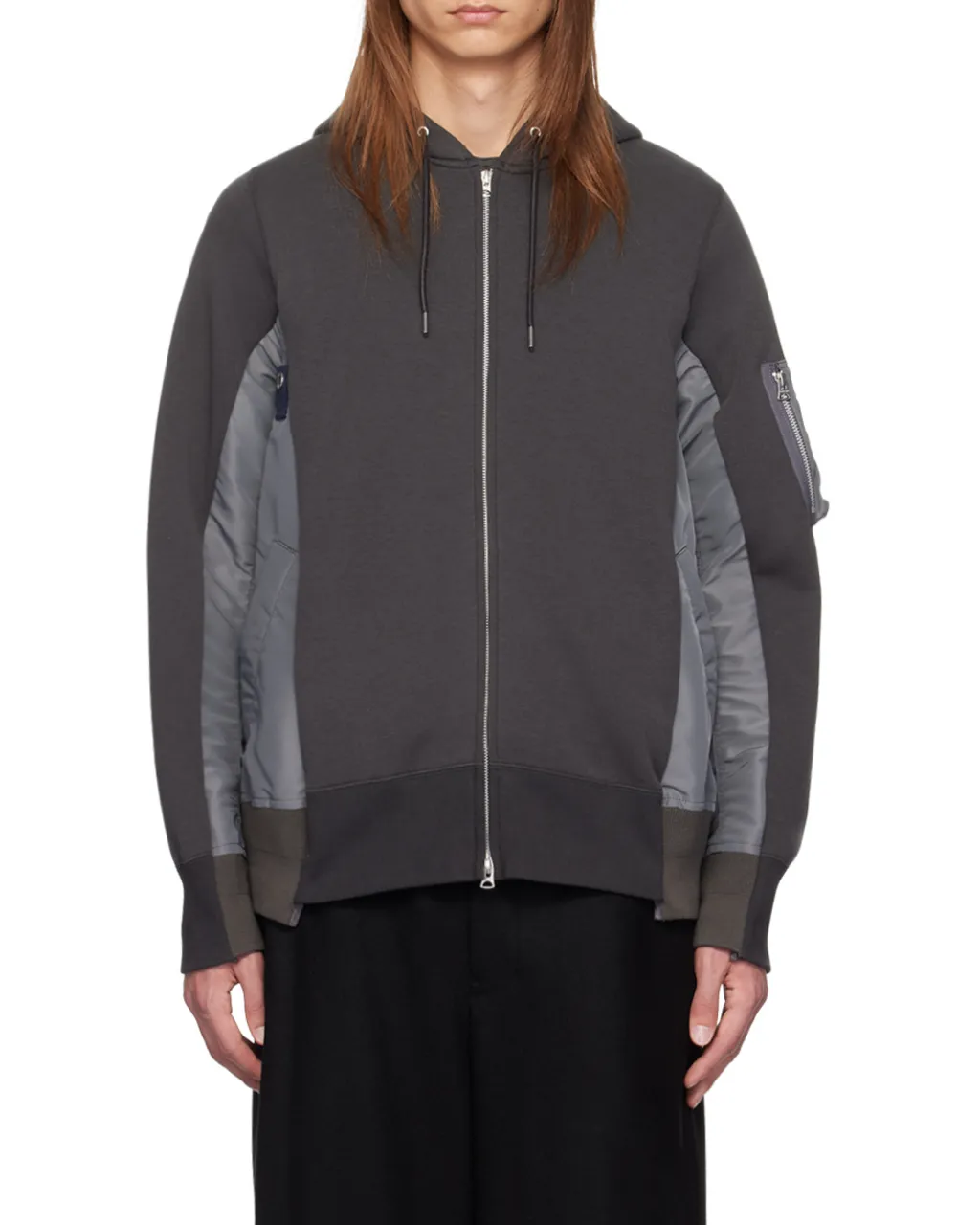 Sacai Panelled Zip-Up Hoodie