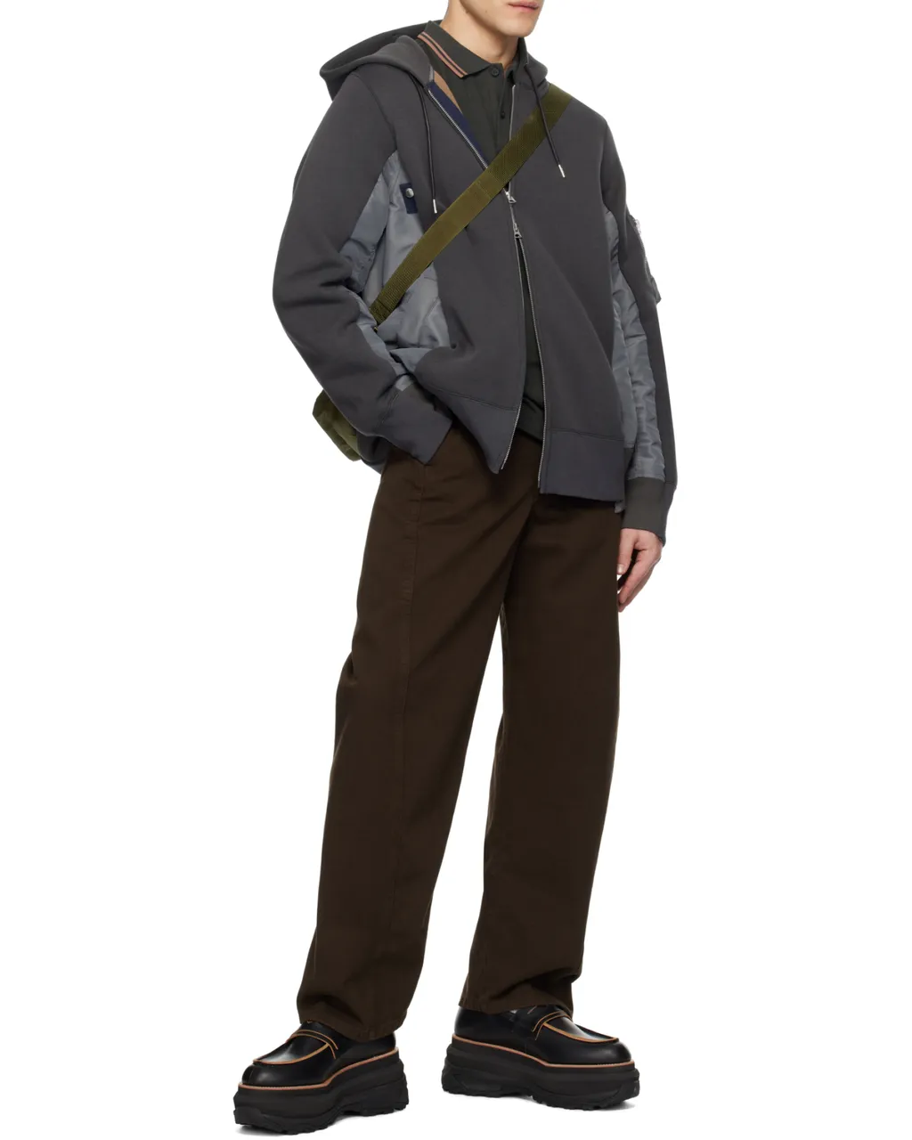 Sacai Panelled Zip-Up Hoodie