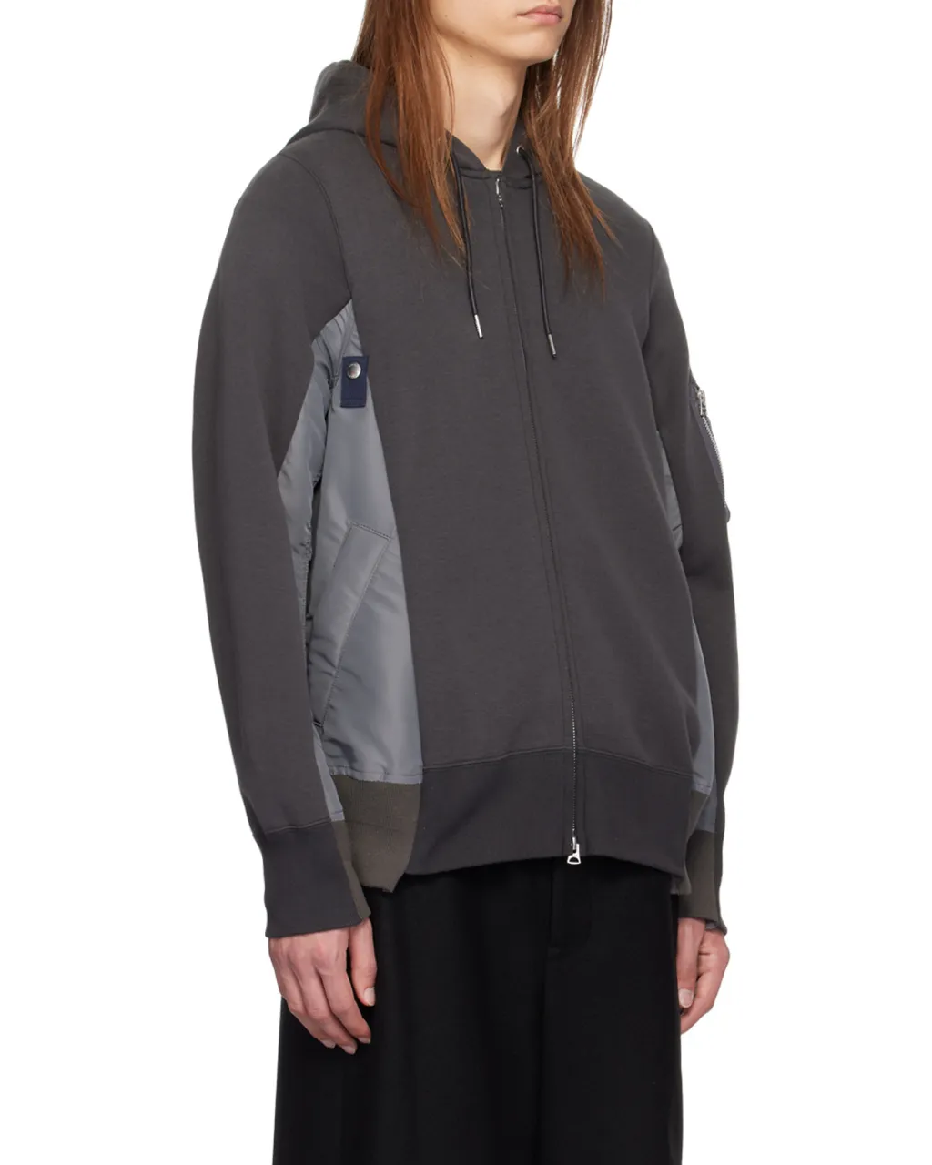 Sacai Panelled Zip-Up Hoodie