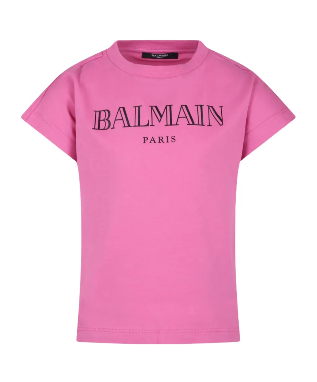 Balmain Kids Logo Printed Crewneck T-Shirt