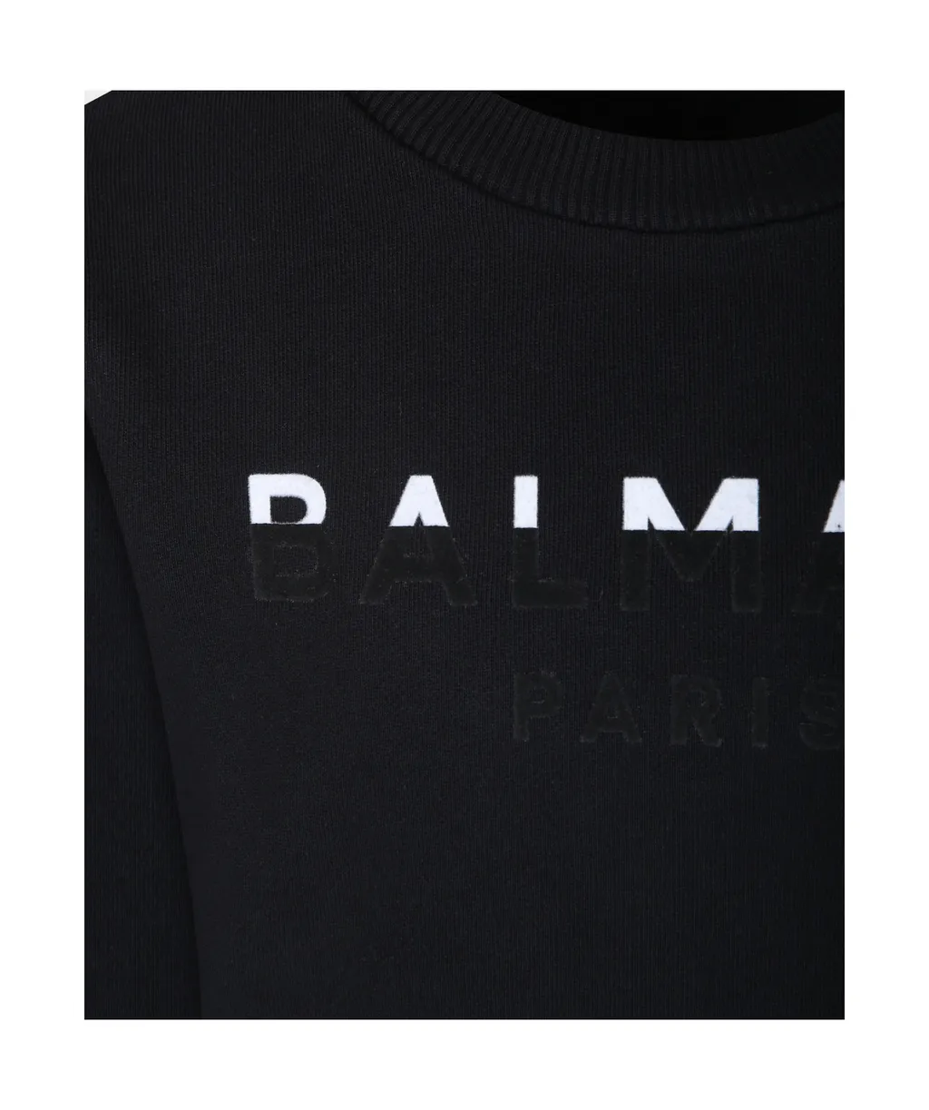 Balmain Kids Logo Printed Crewneck Sweatshirt
