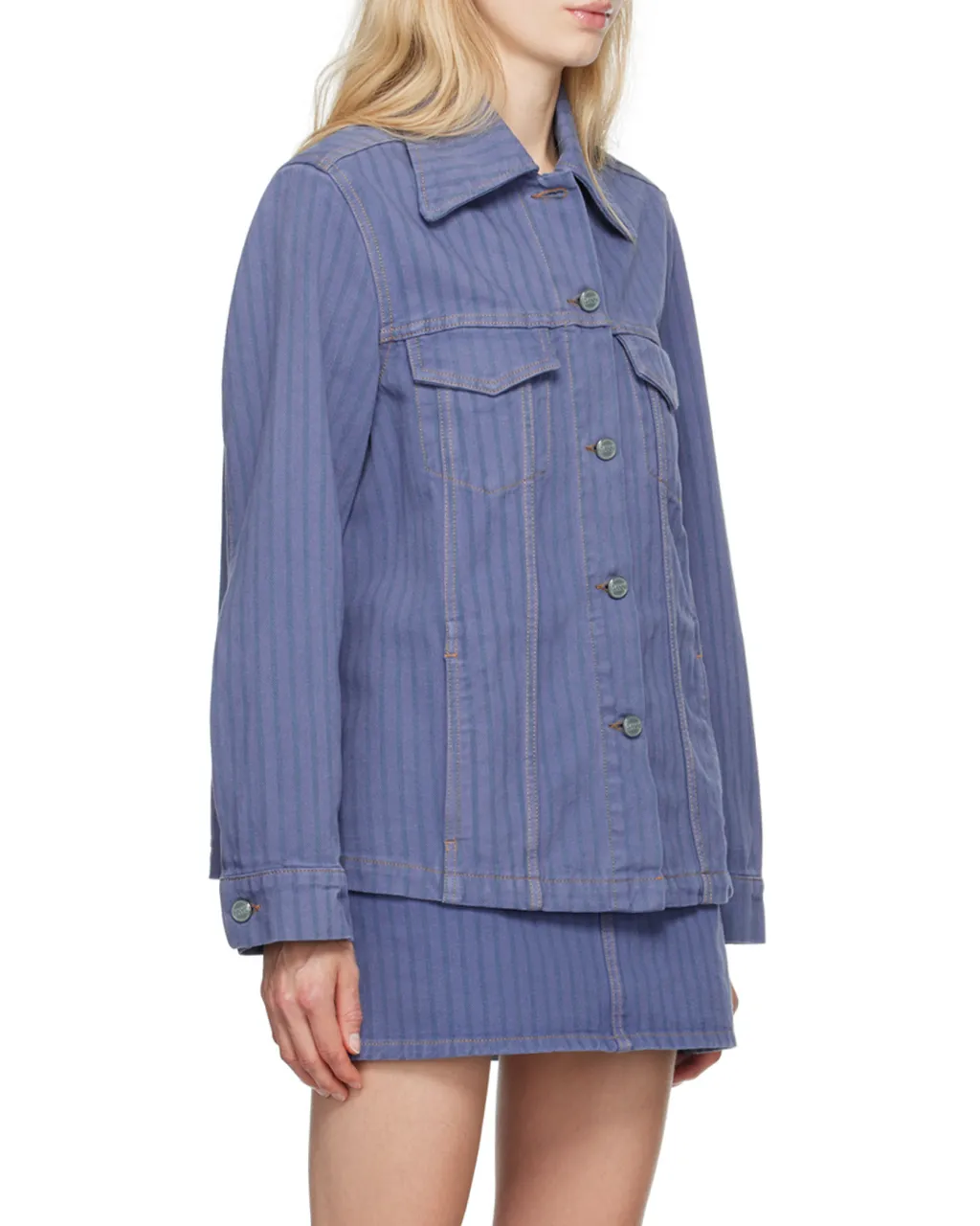 Ganni Stripe Overdyed Denim Jacket