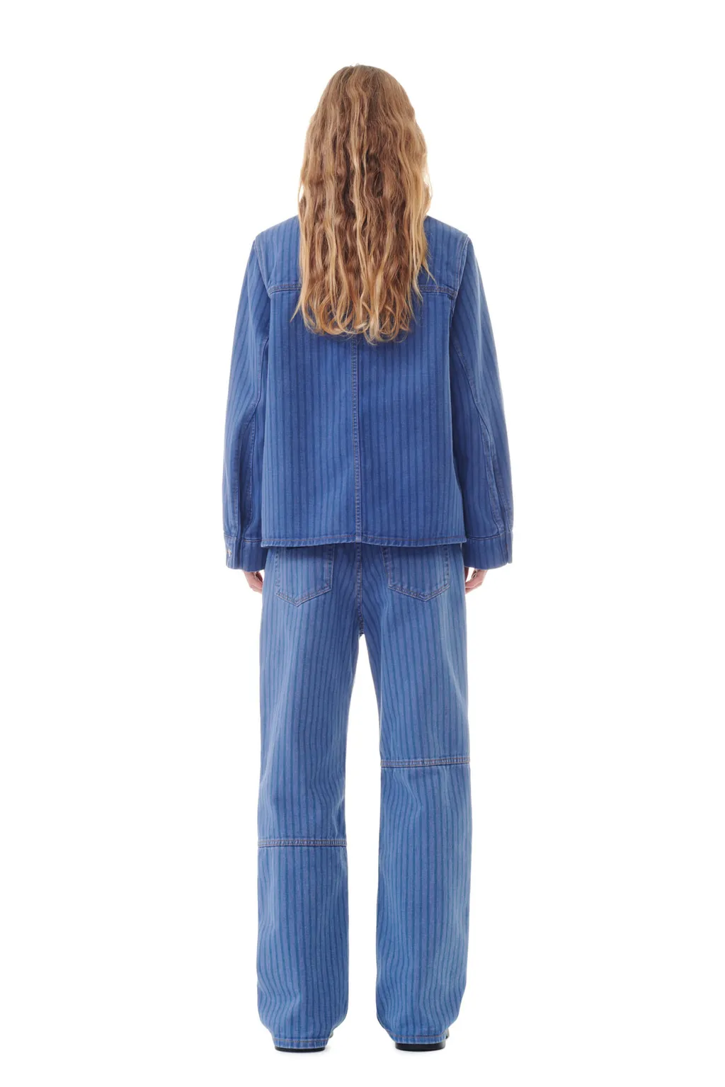 Ganni Stripe Overdyed Denim Jacket