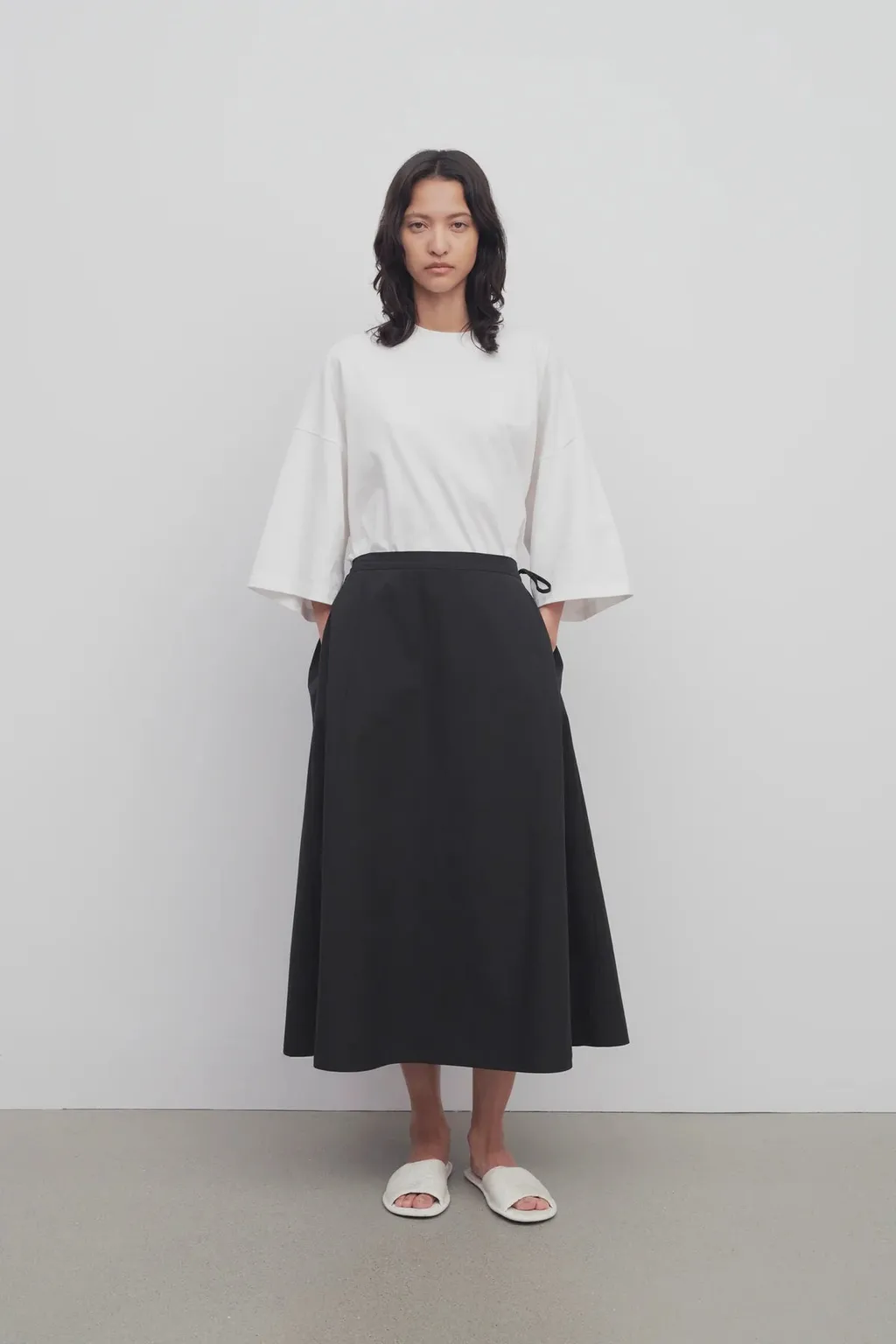 Drawstring Pleated Skirt