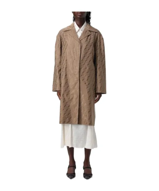 Fendi Ff Printed Long Sleeved Coat