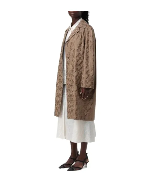 Fendi Ff Printed Long Sleeved Coat