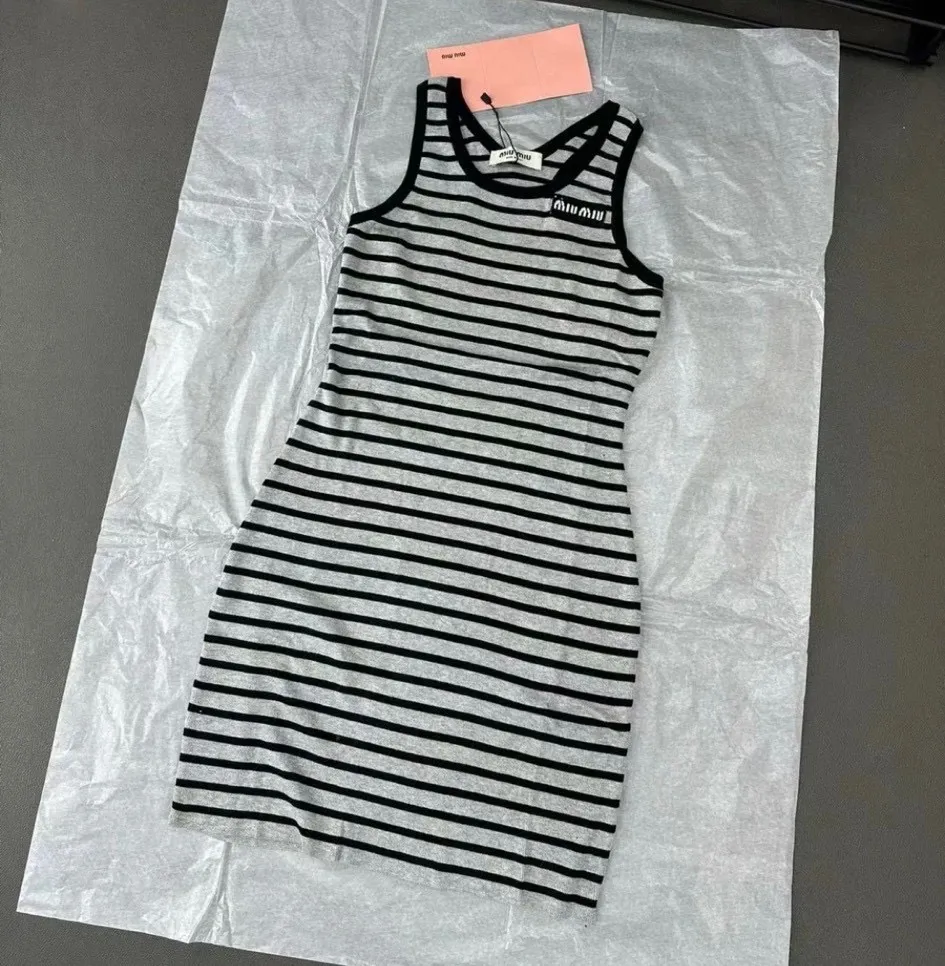 Miu Miu Striped Sleeveless Dress