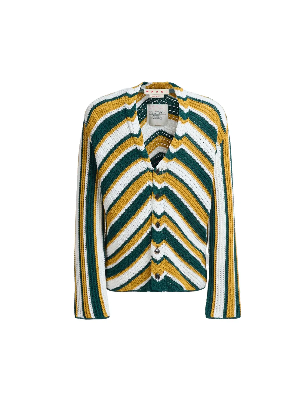 Marni Chevron Patterned Crochet Cardigan