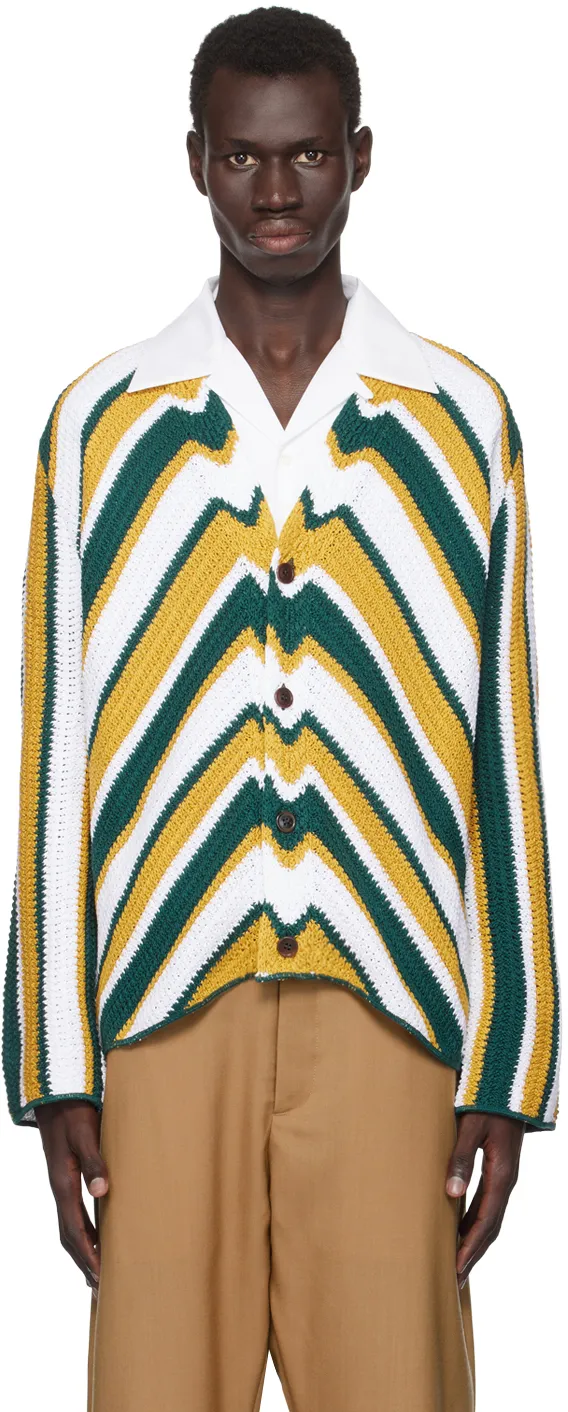 Marni Chevron Patterned Crochet Cardigan