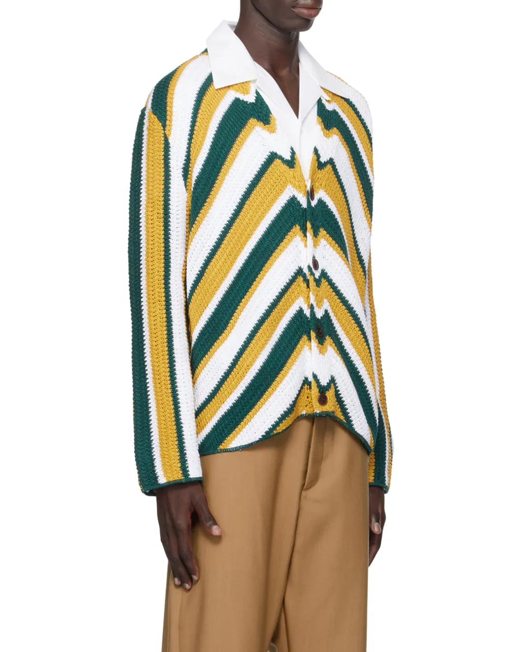 Marni Chevron Patterned Crochet Cardigan