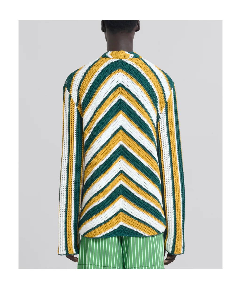 Marni Chevron Patterned Crochet Cardigan