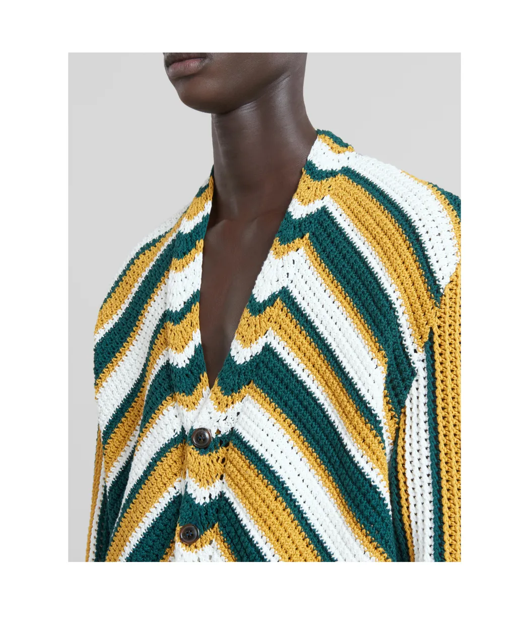 Marni Chevron Patterned Crochet Cardigan