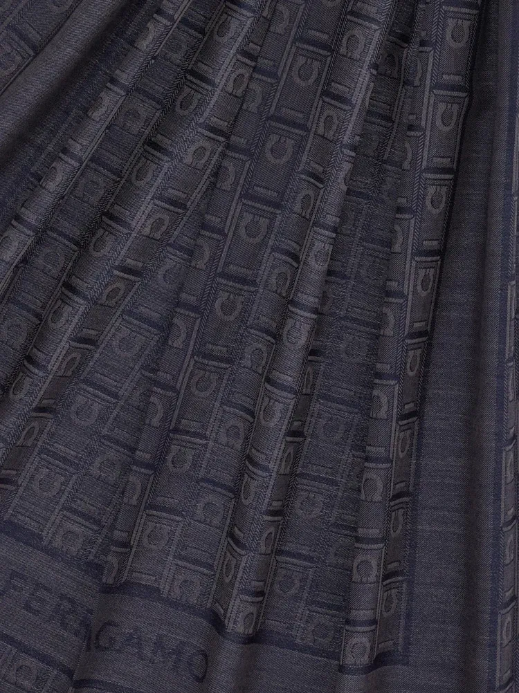 Gancini Monogram Jacquard Wool Scarf
