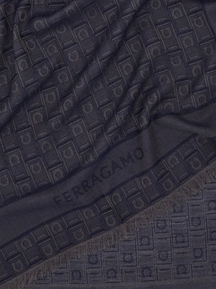 Gancini Monogram Jacquard Wool Scarf