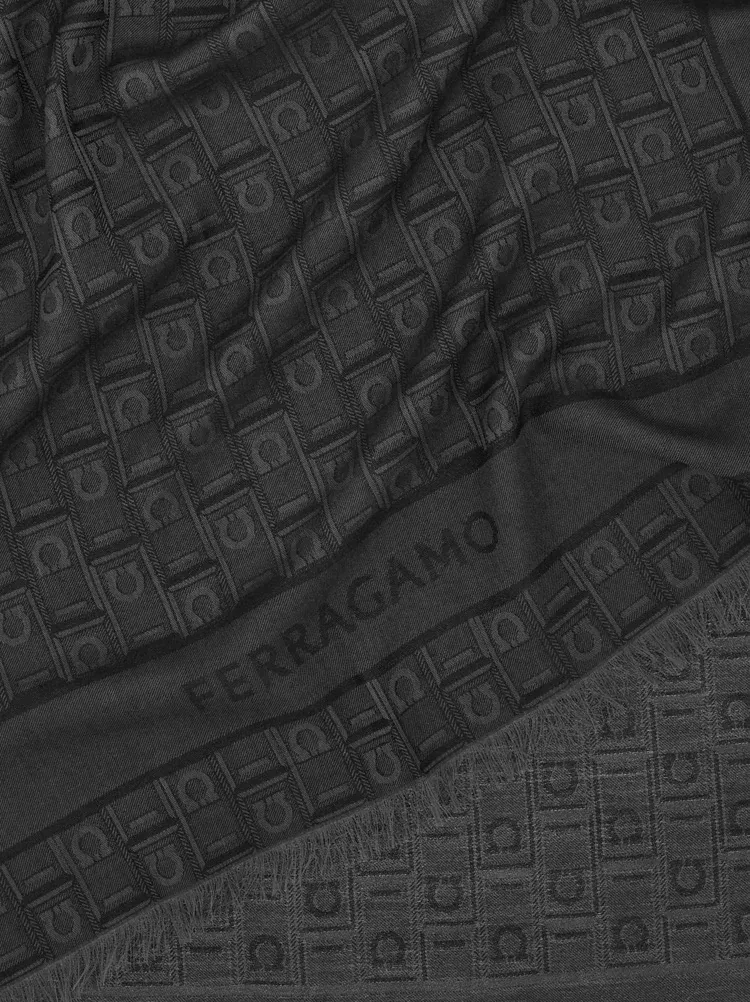 Gancini Monogram Jacquard Wool Scarf