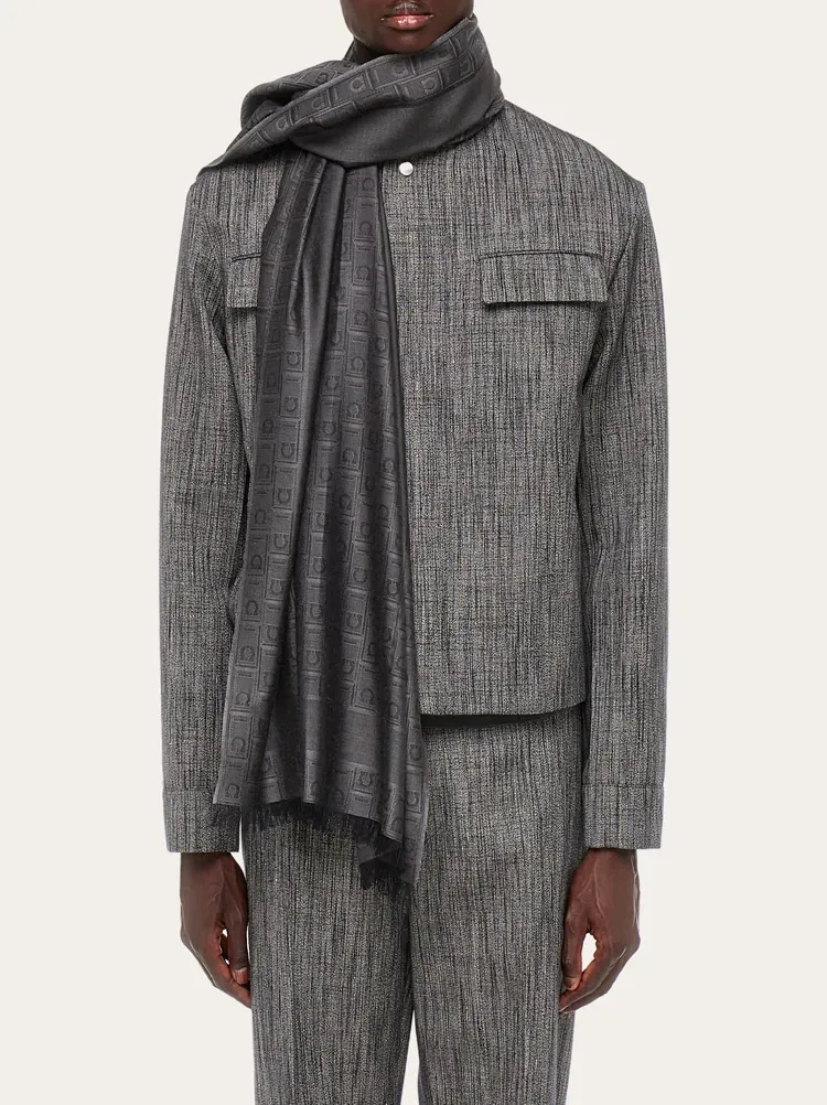 Gancini Monogram Jacquard Wool Scarf