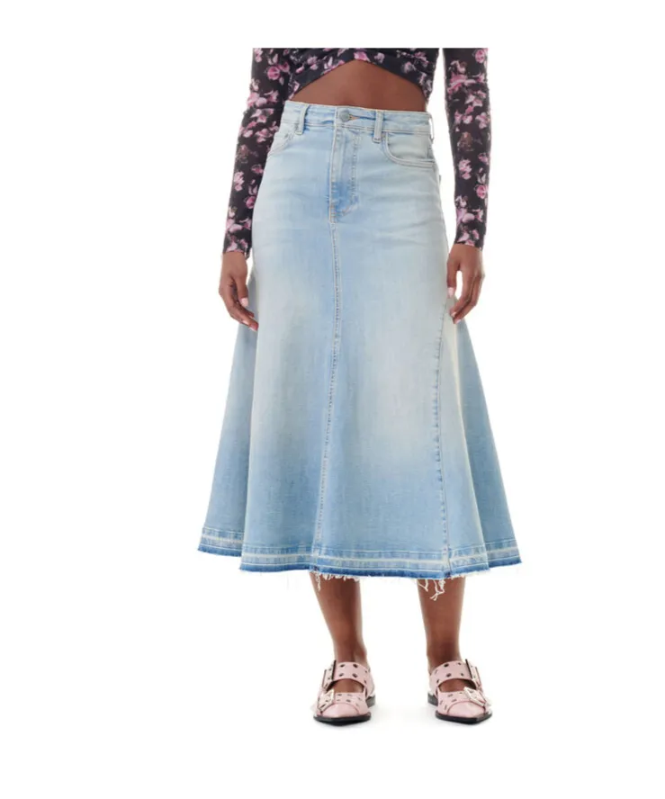 Ganni A-Line Midi Denim Skirt