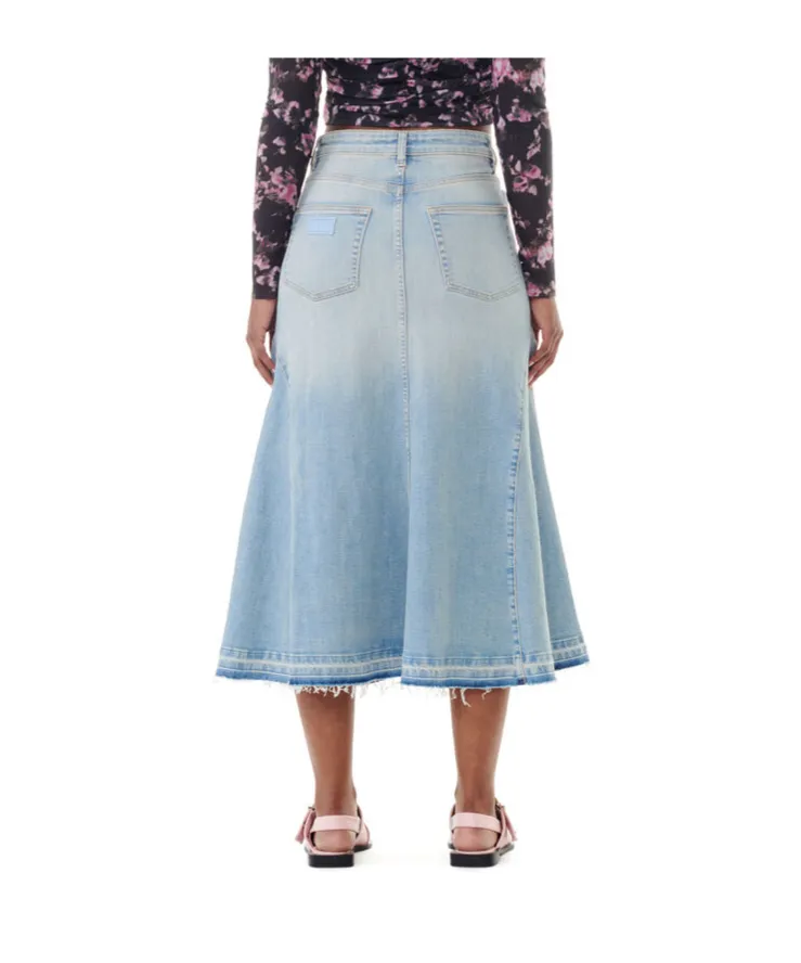 Ganni A-Line Midi Denim Skirt