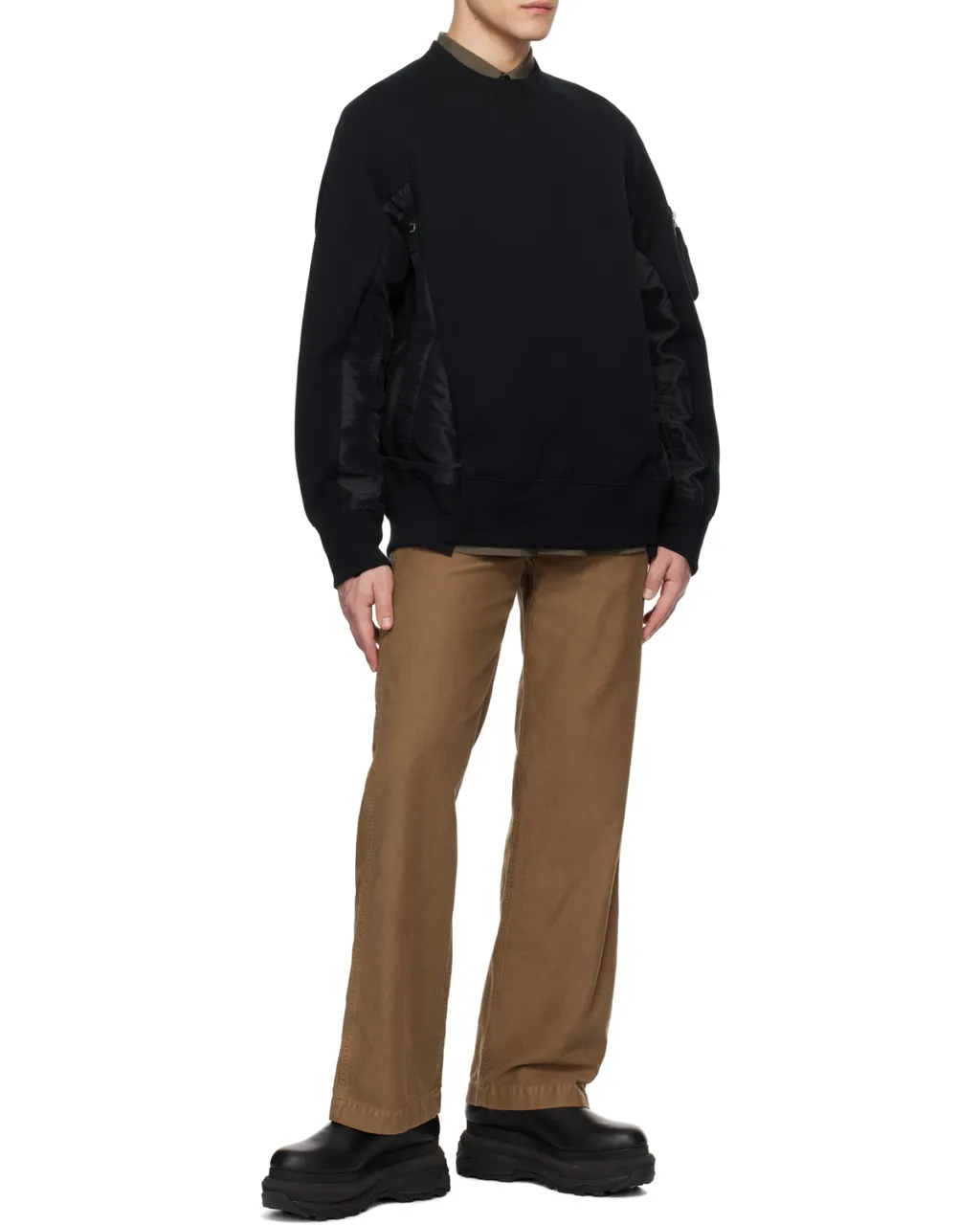 Sacai Long-Sleeved Panelled Crewneck Sweatshirt