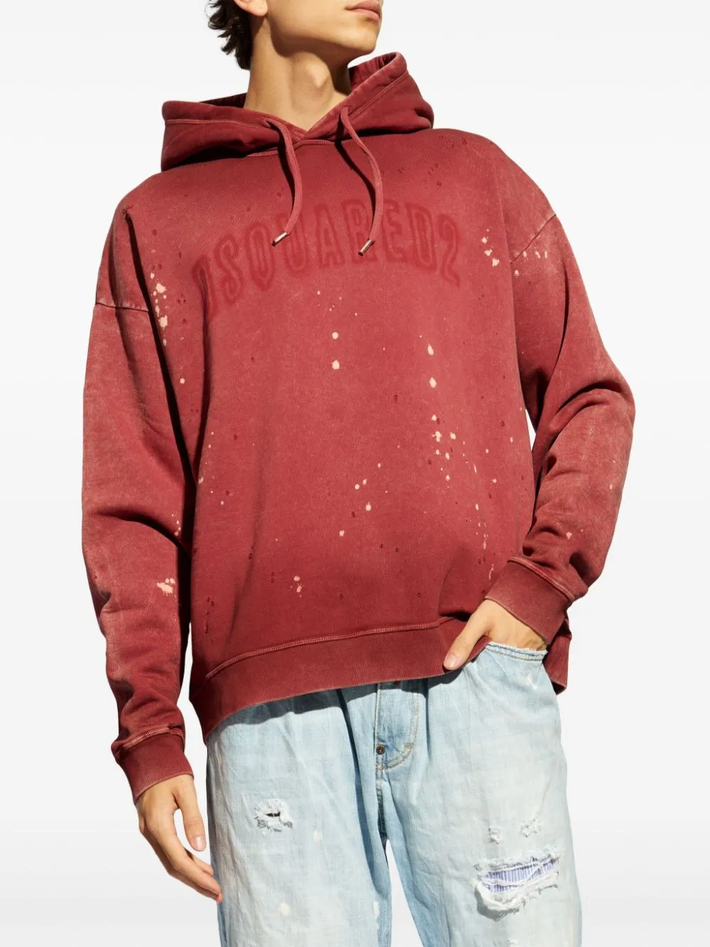 Dsquared2 Paint Splatter Detailed Drawstring Hoodie