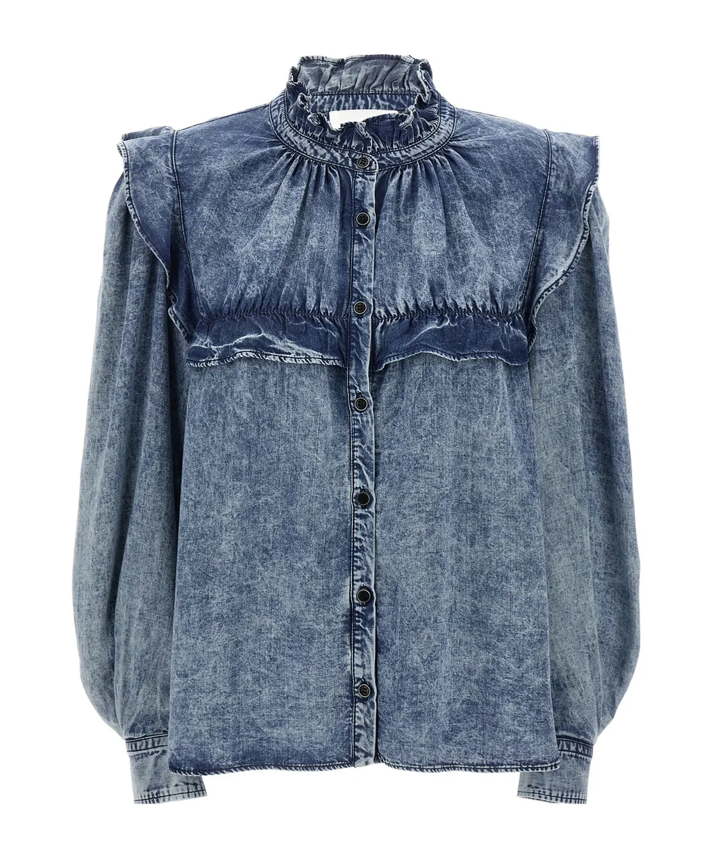 Isabel Marant ÉToile Idety Ruffled Denim Shirt