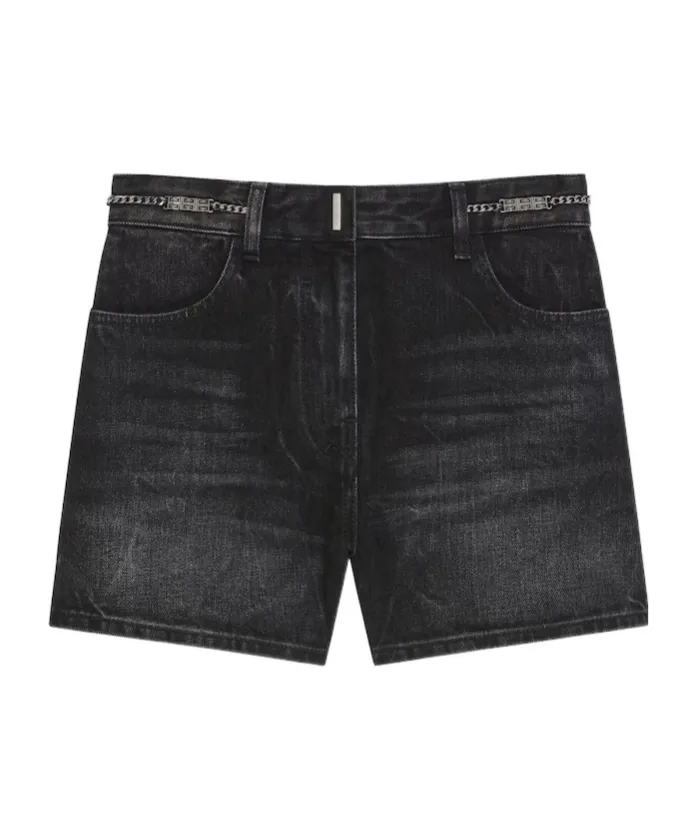 Chain Detail Denim Shorts