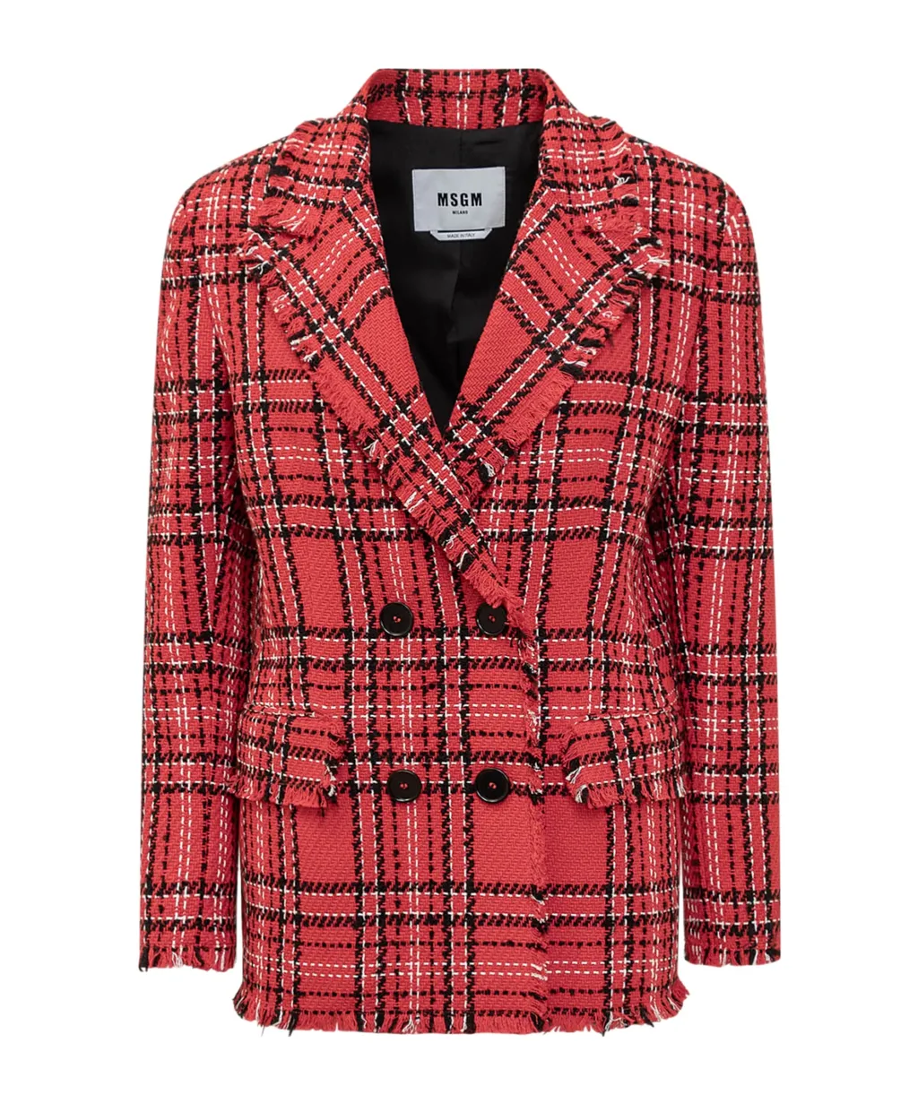 Msgm Double-Breasted Checked Blazer