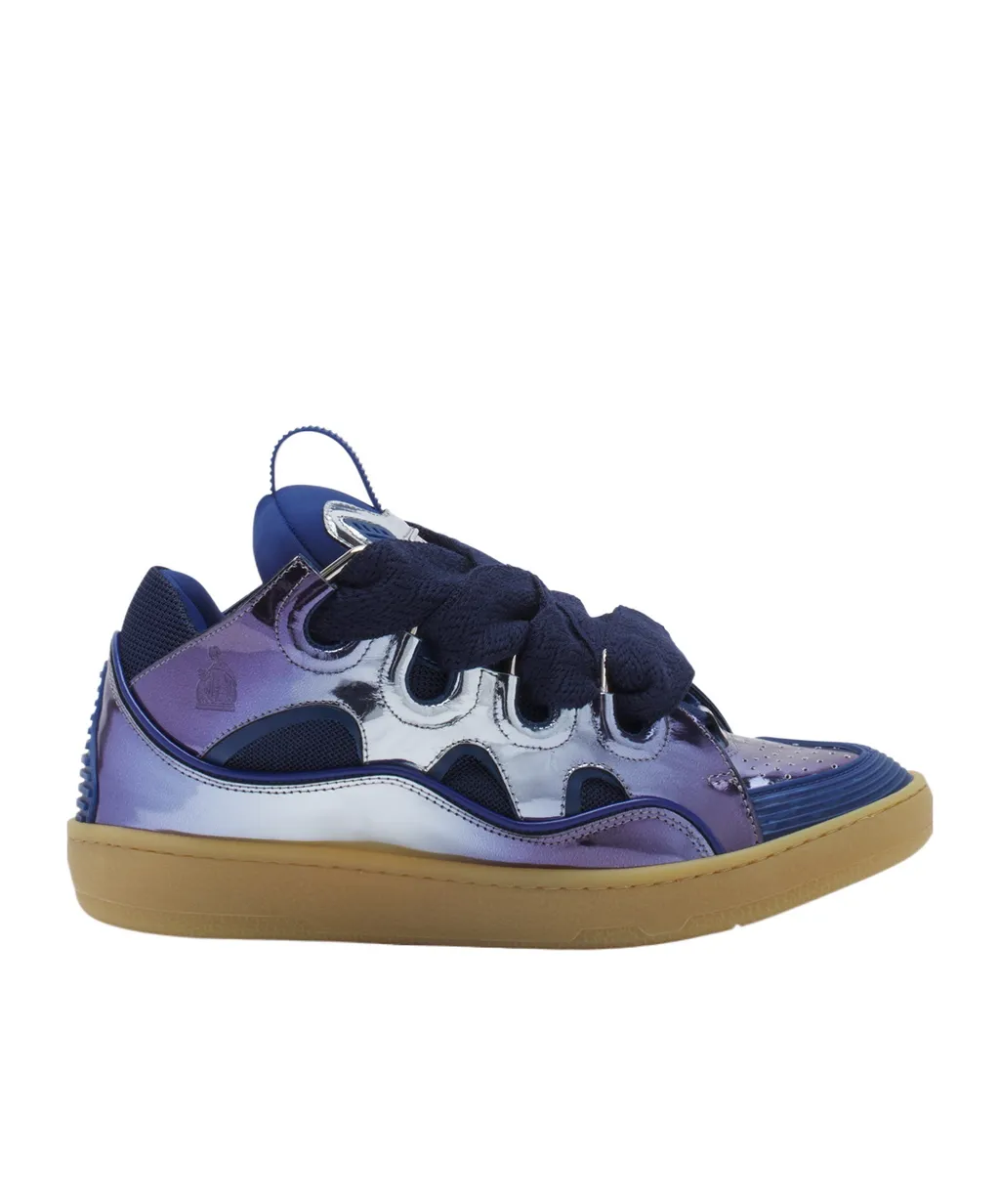 Metallic Leather Curb Sneakers