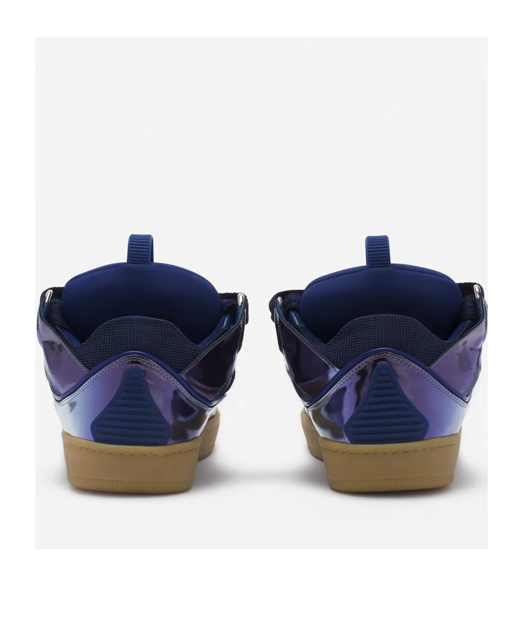 Metallic Leather Curb Sneakers