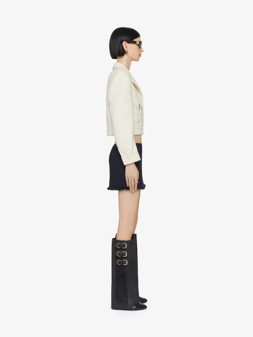 Givenchy Tweed Frayed-Edge Skirt