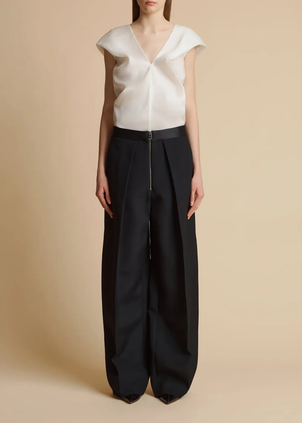 Khaite Marine Low-Rise Wide-Leg Pants