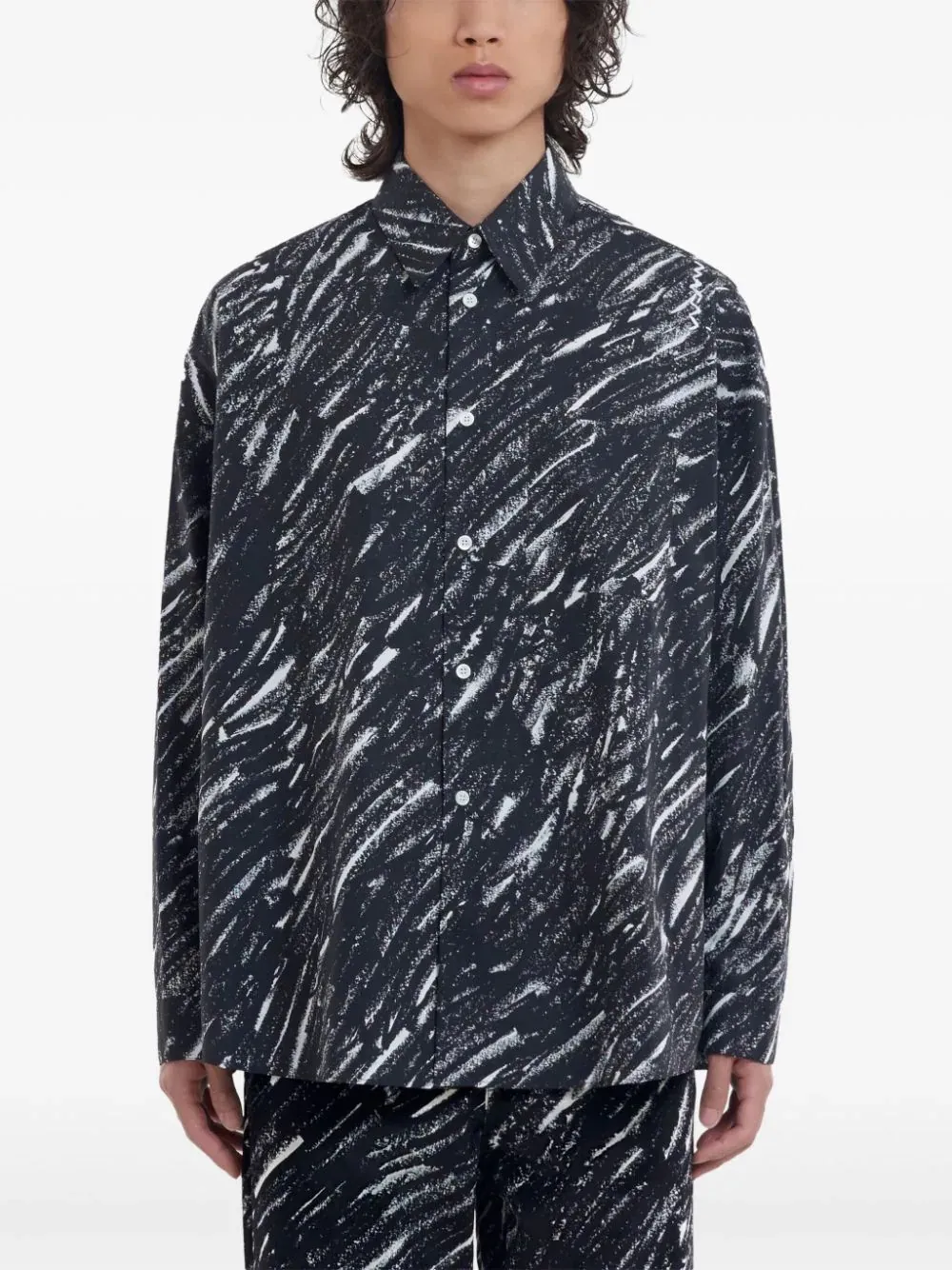 Marni All-Over Printed Curved Hem Shirt