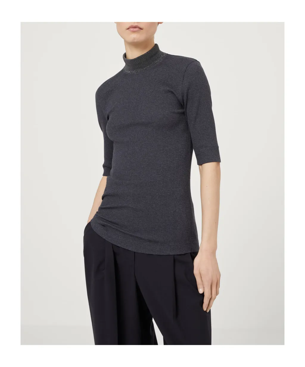 Brunello Cucinelli High-Neck Ribbed Jumper