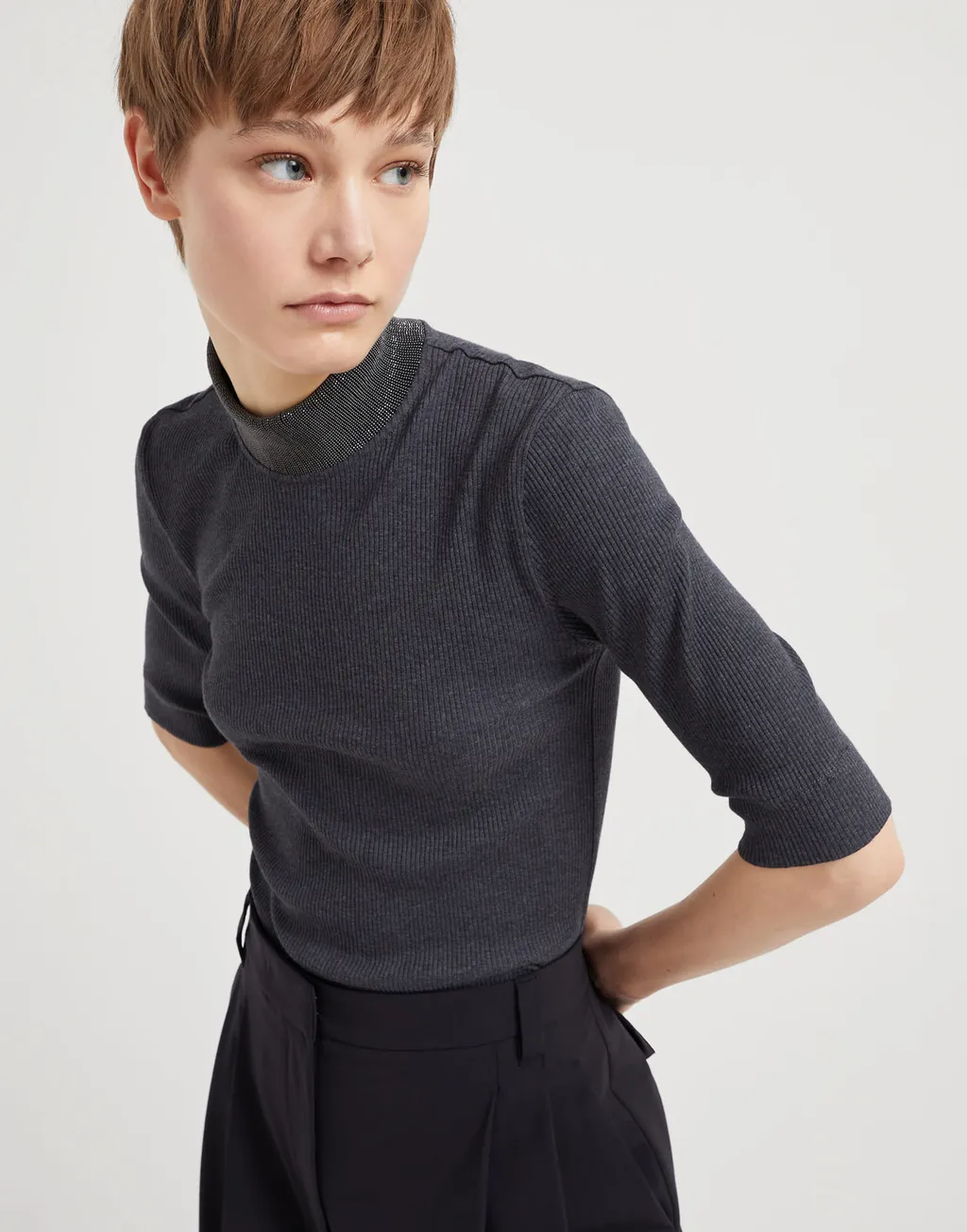 Brunello Cucinelli High-Neck Ribbed Jumper