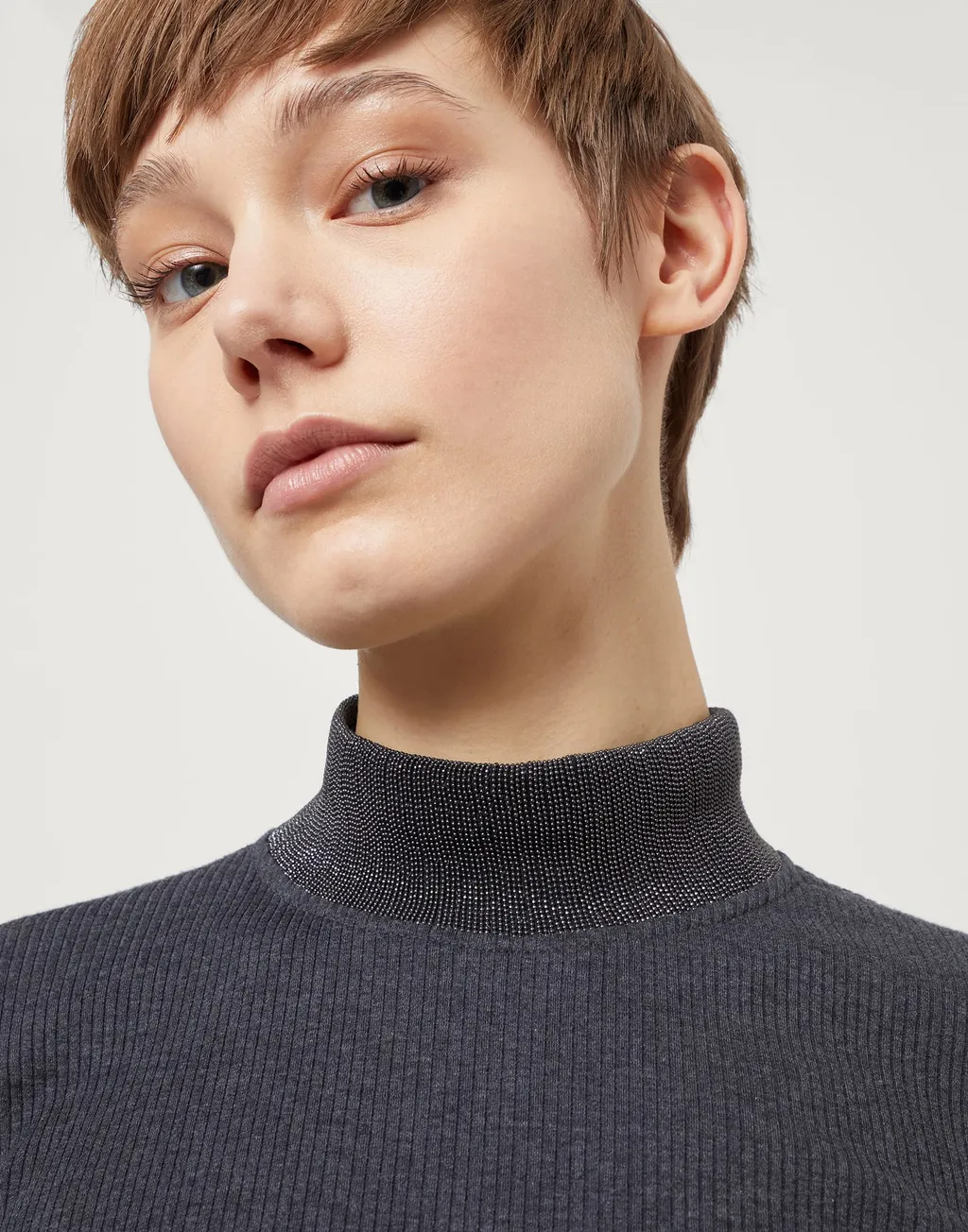 Brunello Cucinelli High-Neck Ribbed Jumper