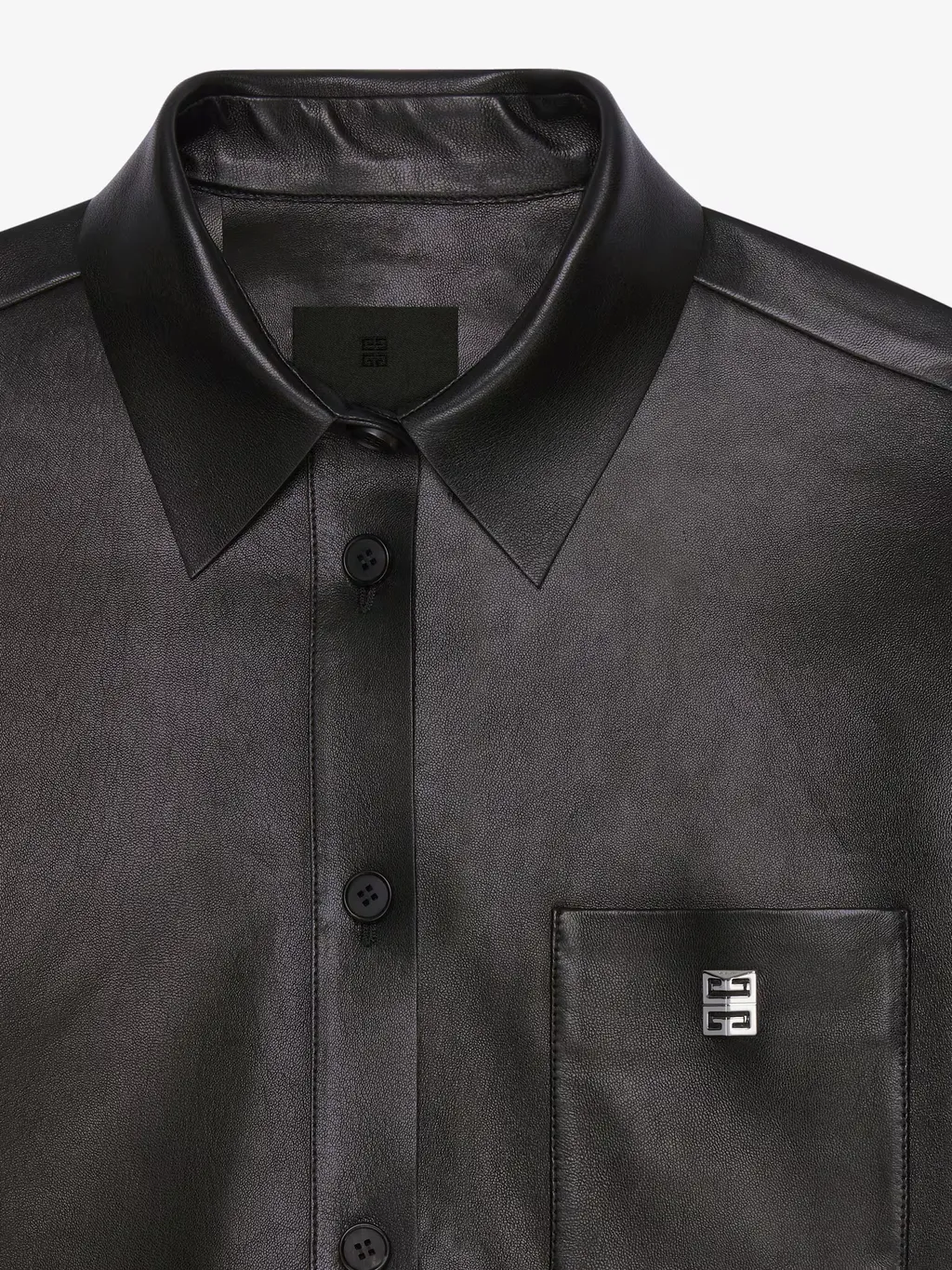 Cropped Shirt In Leather With 4G Detail