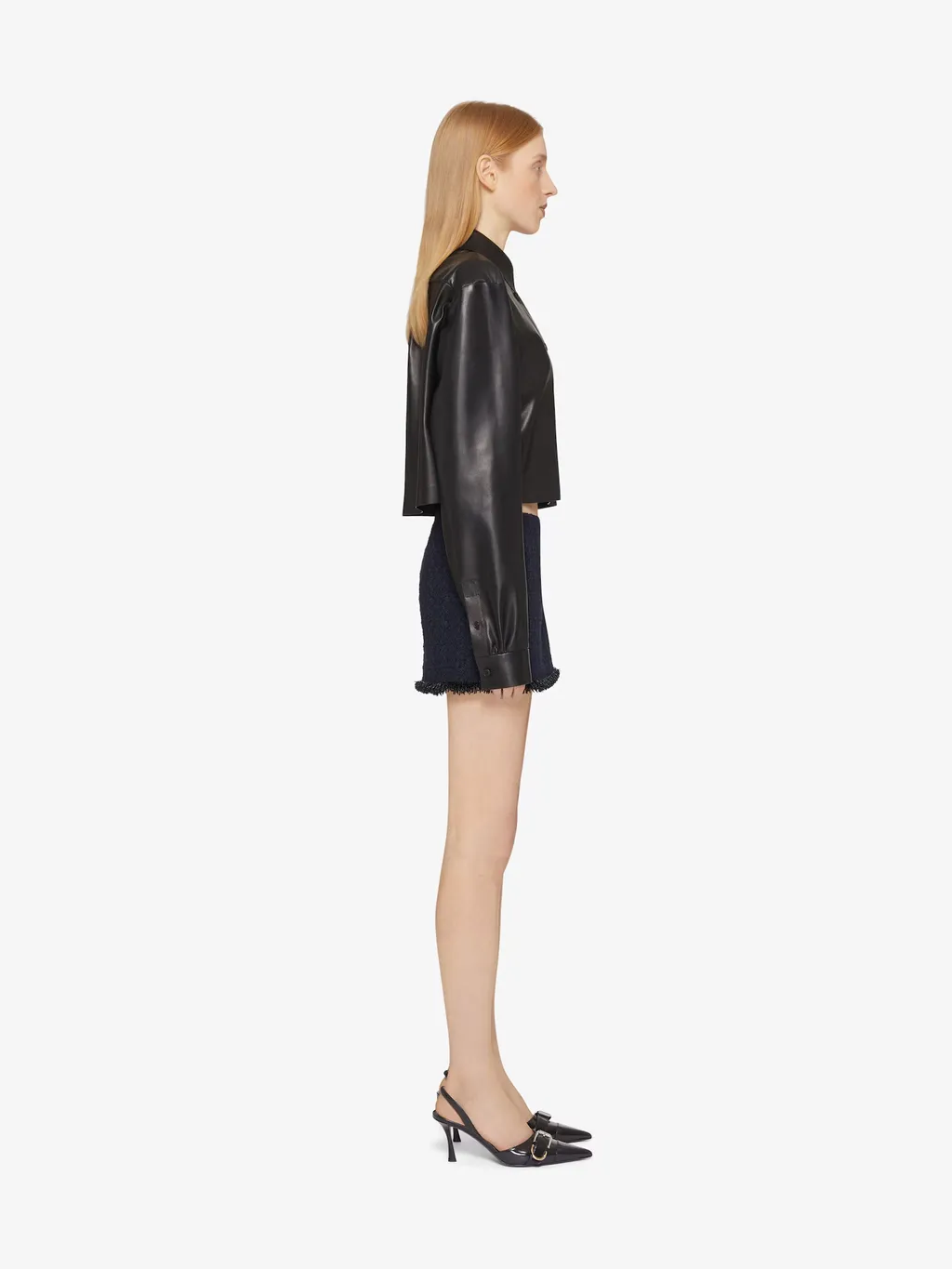 Cropped Shirt In Leather With 4G Detail