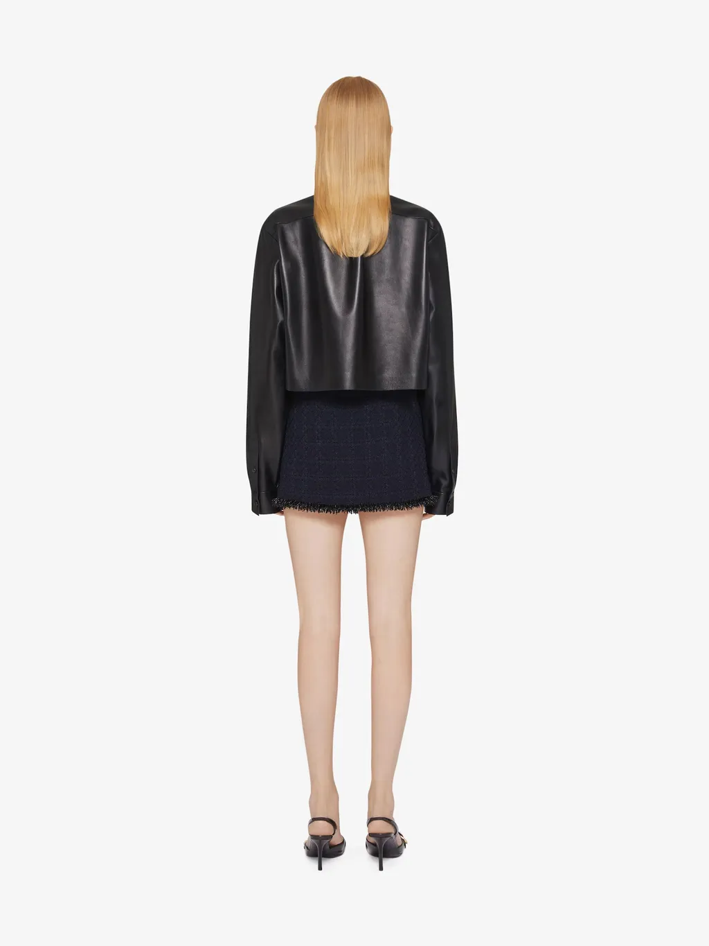 Cropped Shirt In Leather With 4G Detail
