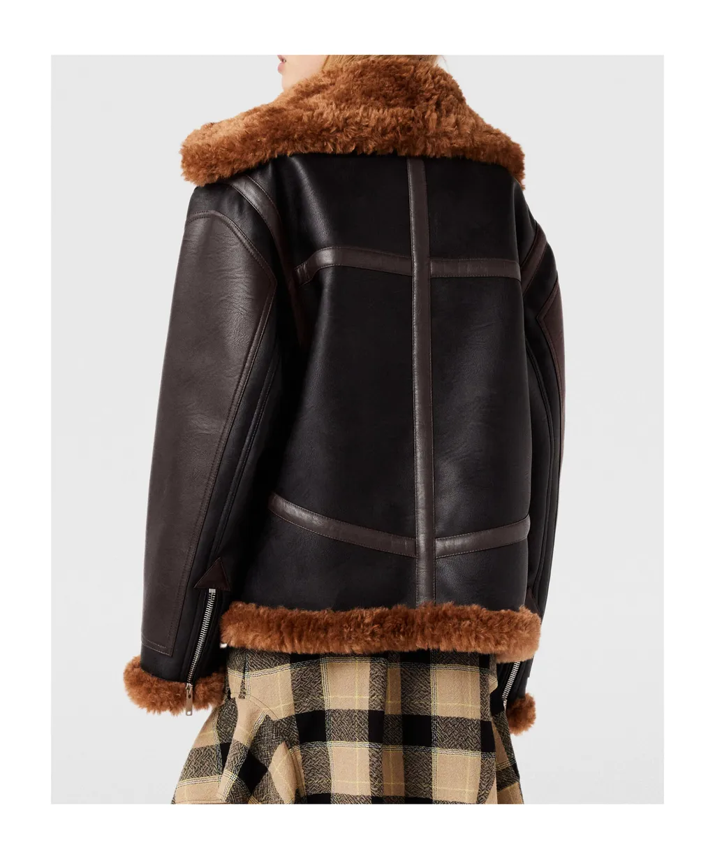 Stella Mccartney Plush Teddy Paneled Biker Jacket
