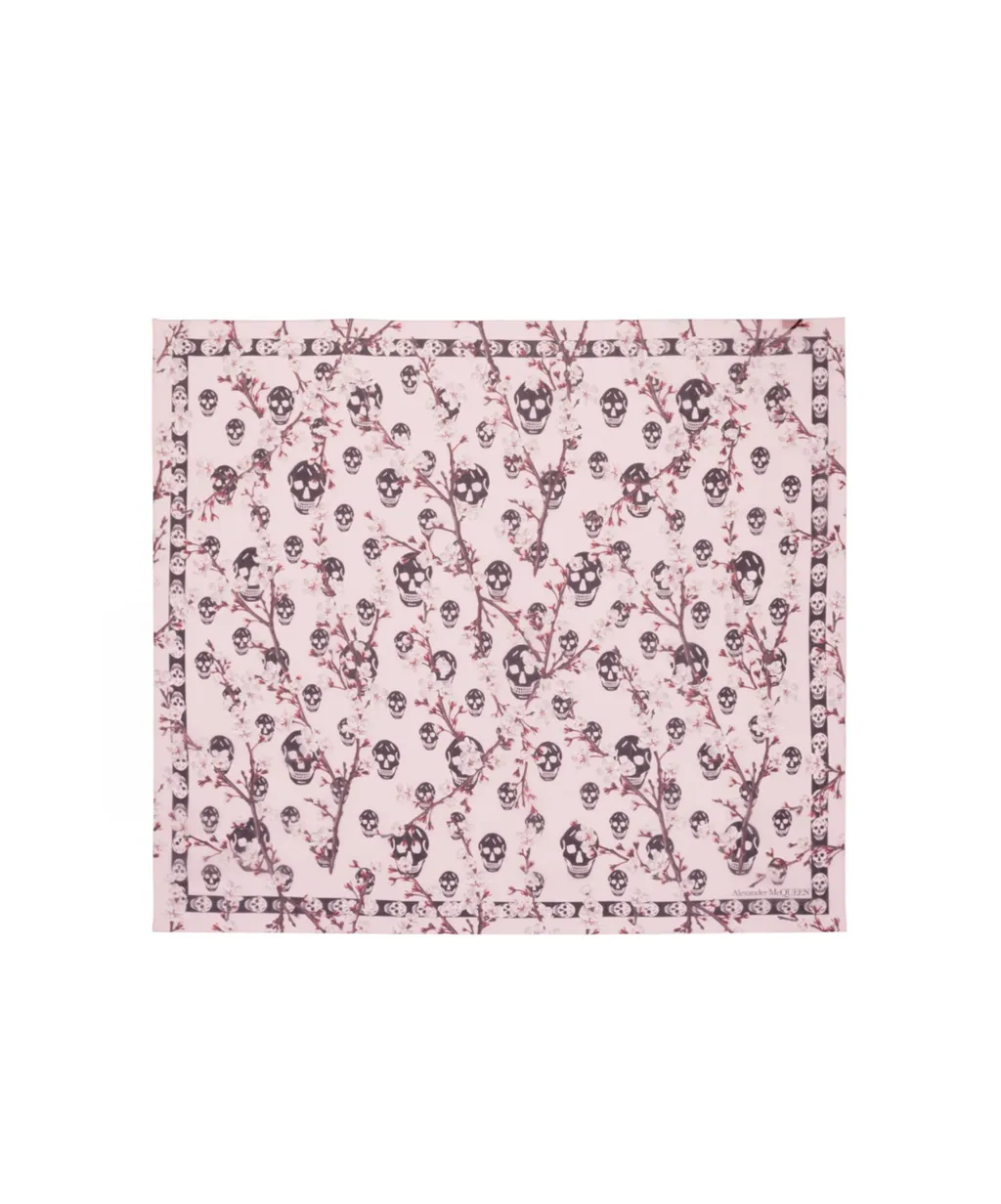Alexander Mcqueen Skull Floral Printed Scarf