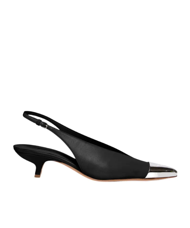 Metal Pointed Open-Heeled Shoes